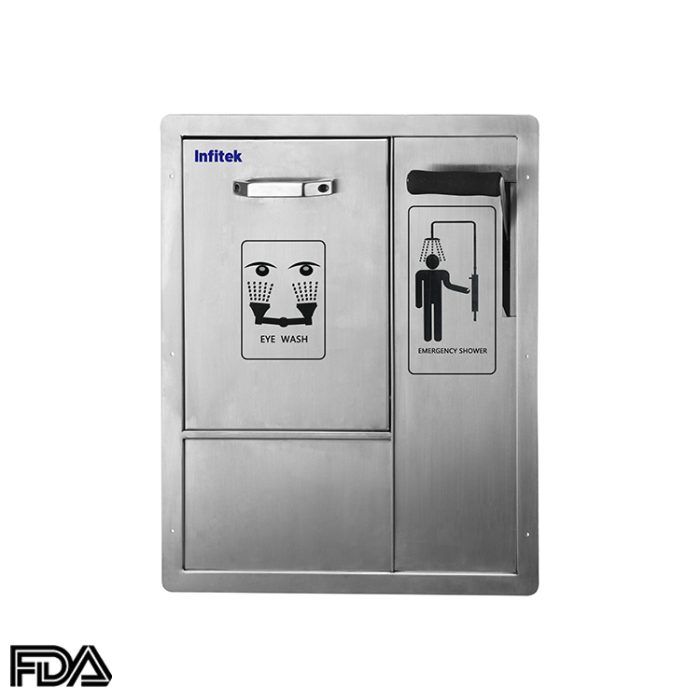 Douche d'urgence et salle de lavage oculaire encastrées dans le mur, EEWS-316